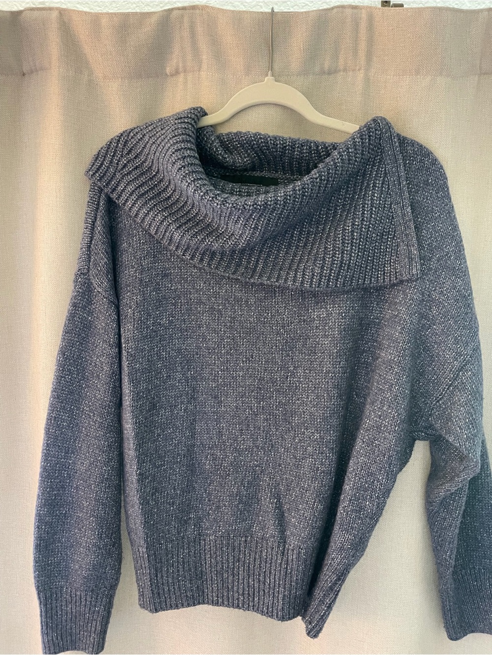 White House Black Market Slate Grey Cowl Neck Sweater